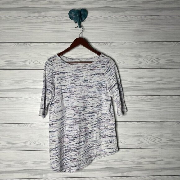 J. Jill Tops - J Jill Purejill Heathered Wide Neck 3/4 Sleeve Asymmetric Knit Tee Shirt Small